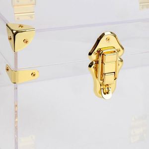 Industry Golden Supplier Eco-Friendly Rectangle Injection-Molded <b>Clear</b> Acrylic Trunk <b>Box</b> Storage Gold Metal Accessories Decor - Product Image 4