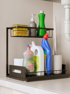 Étagère de rangement coulissante à 2 niveaux en métal pour sous l'évier - Product Image 2