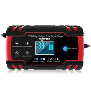 E-fast Charger Baterai 12V 24V, Charger Baterai LCD 12V 8A untuk Mobil, Perahu Motor, Perbaikan Pulsa, Asam Timbal