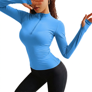Women's Plus Size Long Sleeve <b>Zipper</b> T-Shirt Breathable Workout Yoga Fitness <b>Top</b> for Running & Gym Sport Fashionable Sets - Product Image 4