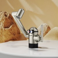 Robinet de lavabo multifonctionnel pliable en laiton nickel brossé, créatif et anti-éclaboussures, avec aérateur interchangeable