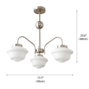 Lámpara de Araña Nórdica Vintage para Sala de Estar, Decoración de Hotel, Metal Plateado, Pantalla de Cristal Opal Blanco, 3 Cabezas, Lámpara de Techo Minka Lavery - Product Image 6