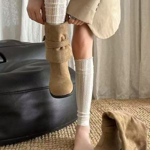 Lace <b>Socks</b> Women White Mid Calf Slouch <b>Socks</b> Breathable Shaping For Autumn Winter Knee High <b>Boots</b> Pairing - Product Image 3