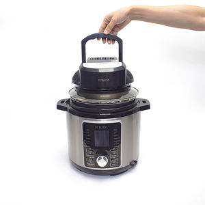 ฝาหม้อ<span class=keywords><strong>ทอด</strong></span>ไร้น้ำมัน กระจกนิรภัย สำหรับเตาอบขนาดเล็ก พร้อมหูจับ ใช้ได้กับหม้อหุงข้าวไฟฟ้า 60-250 ℃   กุ้งลอบ ไก่ย่าง รวดเร็ว - Product Image 1