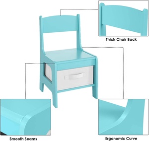 Muebles para el hogar para niños y niñas, juego de mesa y sillas azules de madera y <span class=keywords><strong>centro</strong></span> de actividades, 2 sillas - Product Image 2