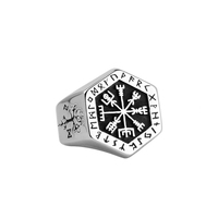 Bague Vintage Viking Rune Index Motif Géométrique en Acier Inoxydable 316L Bijoux fins pour Hommes