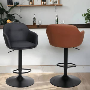 Modern Stainless Steel Bar <b>Stools</b> Fixed Armrests Swivel <b>Adjustable</b> <b>Height</b> Round Metal Base Nordic Design Home Bar Commercial Use - Product Image 2