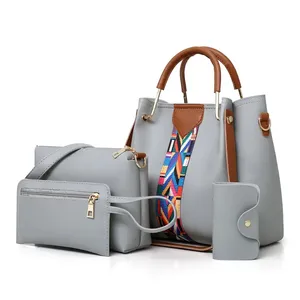 Новый стиль выходит на рынок с комплектом из четырех предметов, модная цветная контрастная сумка с большой вместимостью