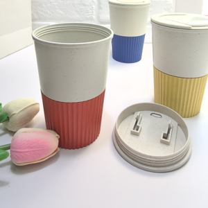 Mug à café en plastique de paille de blé avec couvercle à vis, léger, isolé thermiquement, pour la maison, tasses à thé et à lait, sans fuite - Product Image 3