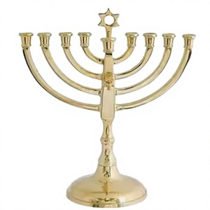 Candelabro de Metal Decorativo con Forma de Estrella para Actividades Religiosas Judías de Hanukkah - Product Image 1