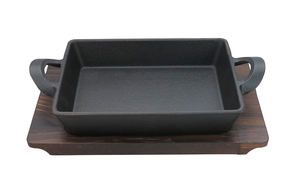 Mini sartén de hierro fundido Mini sartén con base de madera Plato de sartén resistente para horno de parrilla Negro - Product Image 2