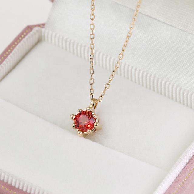 Factory Direct 14K Gold Ruby Vintage Women's Necklace | Geometric Tiny Pendant Wedding Engagement Gift Party Fashion Jewelry