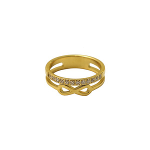 Women's Gold Infinity Ring 316 Stainless Steel Channel Setting Everyday Wear Jewelry - Product Image 5
