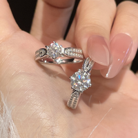 Bague en moissanite de style japonais, argent sterling 925, minimaliste, à anneau fermé