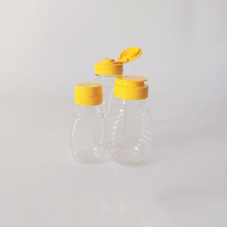 Design personalizado 150g 500g PET Limpar Plástico Xarope De Mel Squeeze Sauce Maionese Garrafas com Flip Top Cap