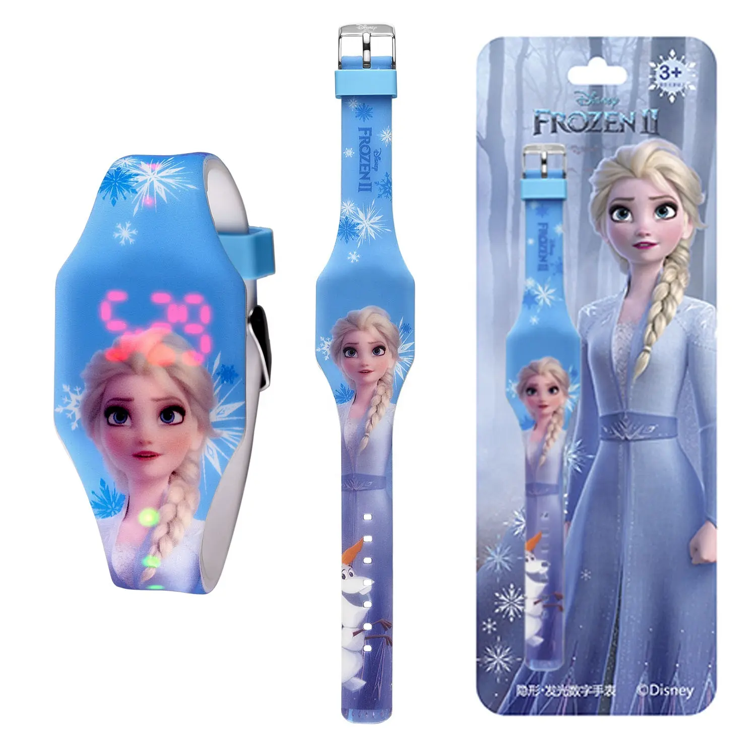 Reloj de princesa Frozen con licencia oficial de Disney, pulsera luminosa con estampado, Digital, LED