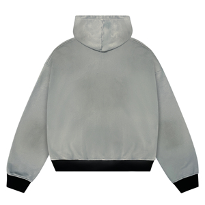 Vintage Distressed Ripped Hip Hop <b>Zip</b> Up Hoodie Men High Street Wear Private Label Custom Heavyweight <b>Hooded</b> Streetshirt - Product Image 2