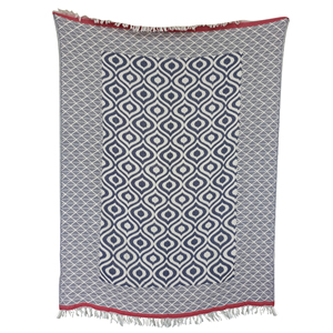 Ochoo ikat-Manta de Jacquard, 130x170 cm - 51x67 pulgadas, 100% algodón, color Beige y marrón - Product Image 4