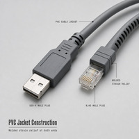 Kabel USB 0.8M untuk Datalogic QS6500 7000 1100i 100i 3200VS Pemindai Kode Batang Pelindung Kepang PVC Transfer Data Pengisian Cepat