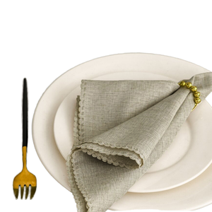 Serviettes en tissu 100 % polyester écologiques, carrées, faites à la main, 16 pouces, résistantes aux plis, à bord gaufré, en stock à l'étranger, vente en gros - Product Image 1