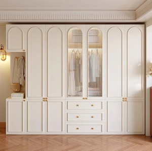 Armoire convertible sur mesure pour chambre à coucher, usage domestique, style moderne minimaliste crème, portes coulissantes en panneaux <span class=keywords><strong>OSB</strong></span> ENF du sol au plafond - Product Image 3