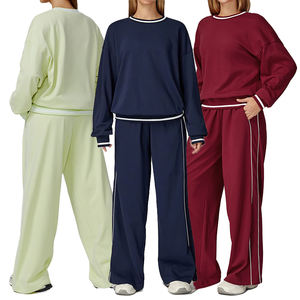 Ensemble de survêtement 6 pièces pour femme grande taille, respirant, coupe ample, coupe-vent, doux, décontracté, de luxe, avec logo personnalisé, color block, pour le yoga - Product Image 1