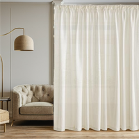 Voilages à plis froncés en mélange polyester-lin, sur mesure, couleur personnalisable, filtrant la lumière, pour la décoration de fenêtres de maison, d'hôtel et d'événements