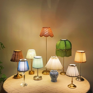 Tùy chỉnh vải Chụp đèn bảng đèn bông xếp li Đồng bằng mây tre dệt Chụp đèn cho LED bảng đèn trang trí đèn bàn - Product Image 2