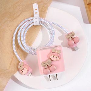 Pour <span class=keywords><strong>Apple</strong></span> <span class=keywords><strong>18W</strong></span> 20W <span class=keywords><strong>chargeur</strong></span> housse de protection dessin animé cerise étui pour <span class=keywords><strong>IPhone</strong></span> 14 13 12 <span class=keywords><strong>11</strong></span> Pro Max XR XS X protecteur de tête de câble de données - Product Image 1