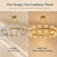 Lustre moderne en cristal doré, luminaire suspendu rond en forme d'anneau pour salon, salle à manger, hall d'hôtel