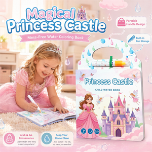 Libro de Colorear con Agua de Castillo de Princesa Personalizado para Niñas, Libro de Pintura Reutilizable sin Manchas con Bolígrafo, Juguete de Viaje OEM ODM - Product Image 5