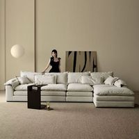 Sofá en Forma de L de Diseño Moderno y Creativo de Lujo, Sofá de Salón Color Crema con Área de Descanso, Conjunto de Sofá Esquinero en Forma de L para el Hogar