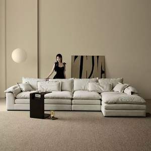 Sofá en Forma de <span class=keywords><strong>L</strong></span> de Diseño Moderno y Creativo de Lujo, Sofá de Salón Color Crema con Área de Descanso, Conjunto de Sofá Esquinero en Forma de <span class=keywords><strong>L</strong></span> para el Hogar - Product Image 2