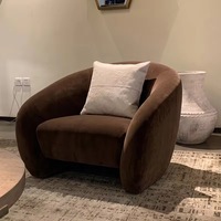 Canapé une place incurvé de style italien, fauteuil design moderne en tissu velours, fauteuil de salon