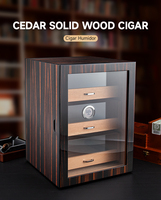 Humidor à cigares en bois de luxe avec 3 tiroirs, porte en verre, hygromètre, grande capacité, boîte de rangement pour cigares