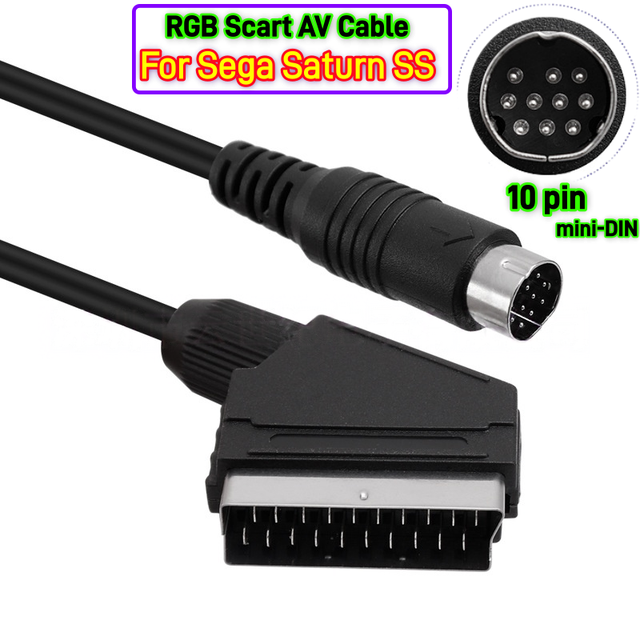 1.8m RGB Scart AV Cable TV Audio Video Converter Connector PAL Cord for Sega Genesis Megadrive 1 2 3 MD1MD2 MD3 Sega Saturn SS