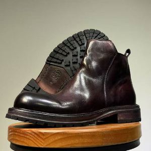 Bottes Chelsea d'hiver en cuir Marpich, décontractées, mi-mollet, construction Goodyear Welt, semelle épaisse antidérapante, fermeture à enfiler - Product Image 2