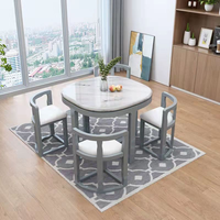 Table à manger carrée pliante en bois massif luxueuse, mobilier moderne pour la maison, cuisine, petite table à manger, 1 table, 4 chaises