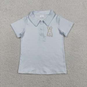 Camiseta Polo de Manga Corta para Niños, con Bordado de Conejito de Pascua, Informal, Transpirable, para Verano, Ropa Infantil RTS Boutique - Product Image 2