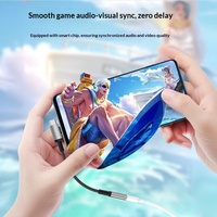 Cable para Auto Tipo-C 2 en 1, Conector de Audio con Control Remoto para Música y Llamadas, Calidad de Sonido HIFI, para iPhone y Computadora, con Revestimiento de Nailon/PVC