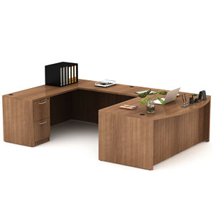 Set di scrivania da ufficio a forma di U con Hutch e schedari di lusso Manager capo CEO tavolo Executive in legno - Product Image 1