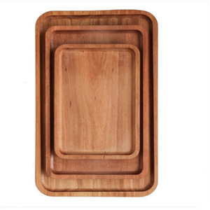 Solid Wood Trays <b>Set</b> <b>Square</b> Round Serving Platters For Hotel Coffee Tea Breakfast Dessert Steak Pizza Wooden Dinner Plates - Product Image 5