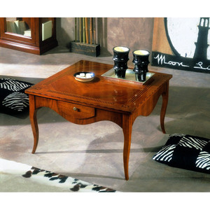 Tavolino da caffè in resina di ispirazione del XVIII secolo con cassetto moderno semplice piano in vetro facile montaggio durevole mobili da soggiorno - Product Image 1