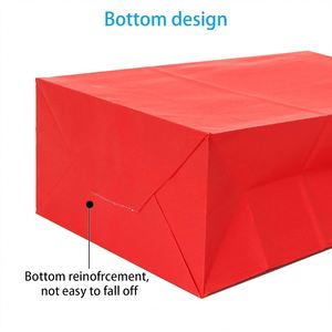 KUAIMA 15*8*21cm Small Business Retail Red Kraft Paper Gift Bags with Handles for Wedding Sacks Restaurant Takeout - Product Image 3