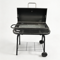 Barbecue à baril robuste de grande capacité avec étagère avant en maille pour pique-nique