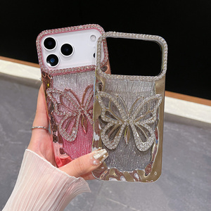 Funda para Teléfono Móvil con Diseño de Mariposa Degradada y Diamantes para iPhone 17 16 15 Pro Max, con Ondas Brillantes y Recubrimiento Electrochapado de TPU - Product Image 1