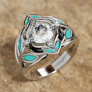 Anello da donna vintage a forma di marquise floreale, gioiello geometrico alla moda - Product Image 2