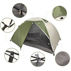 Tenda da campeggio a doppio strato per 2 persone tenda a cupola impermeabile antivento con zaino in spalla facile da installare tenda da trekking all'aperto con pioggia - Product Image 2