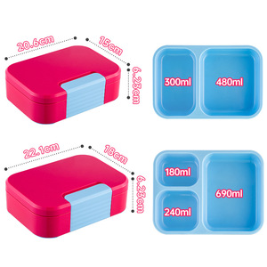 Boîte à lunch bento portable avec compartiments séparés, couvercle hermétique et couverts intégrés pour l'école, le bureau, les voyages et le stockage des repas - Product Image 3