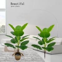 Feuille de Lotus Artificielle Taro Feuille Branche Bonsaï En Pot Alocasia Feuille pour le Salon Bureau Escalier Balcon Décoration